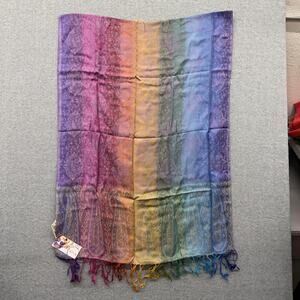Gypsie Blu Shawl Womens One Size Scarf Spring Fringe Pashmina Boho Rainbow NWT